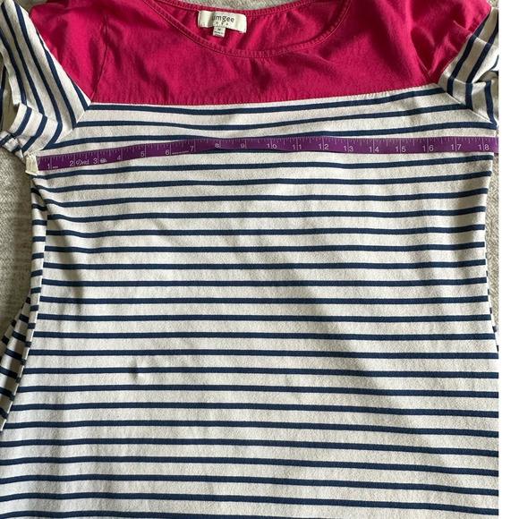 Umgee Navy, Pink and White Striped Color Block Short Sleeve Shirt Dress Size M - Picture 6 of 7